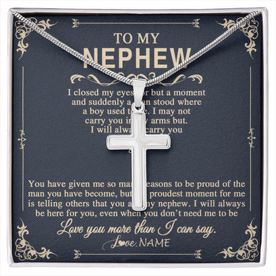 Stainless Cross Necklace Stainless Steel | 1 | Personalized To My Nephew Gifts Necklace From Aunt I Closed My Eyes Gift For Nephew Birthday Jewelry Gift For Men Christmas Customized Gift Box Message Card | siriusteestore