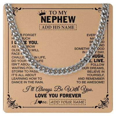 Cuban Link Chain Necklace Stainless Steel | 1 | Personalized To My Nephew Gifts Necklace From Aunt Uncle Auntie Never Forget How Much I Love You Nephew Birthday Gifts Christmas Gift Box Message Card | https://siriusteestore.