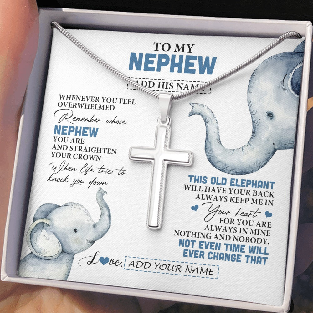 Stainless Cross Necklace Stainless Steel | 2 | Personalized To My Nephew Gifts Necklace From Aunt Uncle Auntie Whenever Elephant Unique Birthday Gifts For Nephew Graduation Christmas Gift Box Message Card | siriusteestore.myshopify