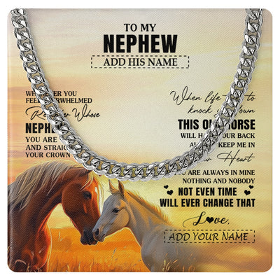 Cuban Link Chain Necklace Stainless Steel | 1 | Personalized To My Nephew Gifts Necklace From Aunt Uncle Auntie Whenever Horse Unique Birthday Gifts For Nephew Graduation Christmas Gift Box Message Card | siriusteestore.myshopify