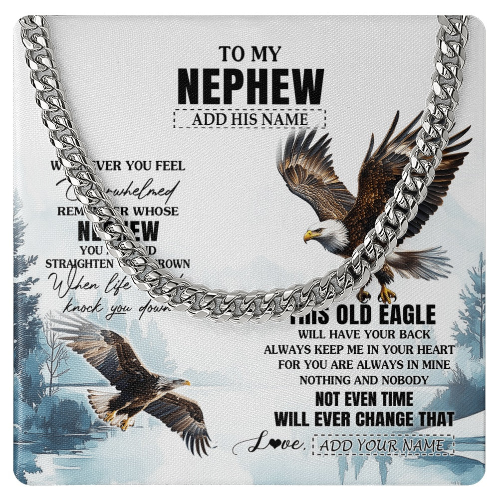 Cuban Link Chain Necklace Stainless Steel | 1 | Personalized To My Nephew Gifts Necklace From Aunt Uncle Whenever Eagle Unique Birthday Gifts For Nephew Christmas Custom Keepsake Gift Box Message Card | https://siriusteestore.