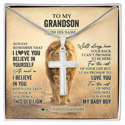 Stainless Cross Necklace Stainless Steel | 1 | Personalized To My Nephew Gifts Necklace From Uncle Always Remember Lion Gifts For Nephew Birthday Graduation Christmas Custom Gift Box Message Card | https://siriusteestore.