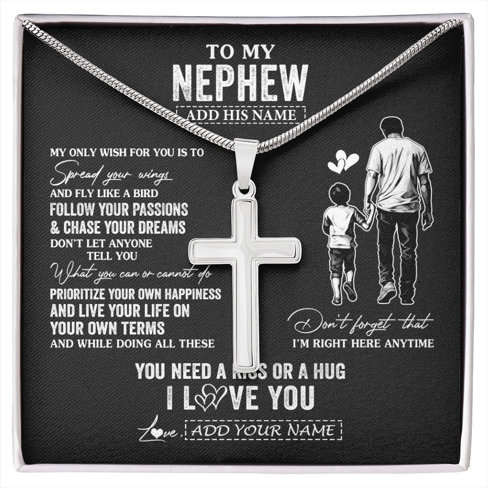 Stainless Cross Necklace Stainless Steel | 1 | Personalized To My Nephew Gifts Necklace From Uncle My Only Wish For You Nephew Birthday Gifts Graduation Christmas Customized Gift Box Message Card | siriusteestore.myshopify