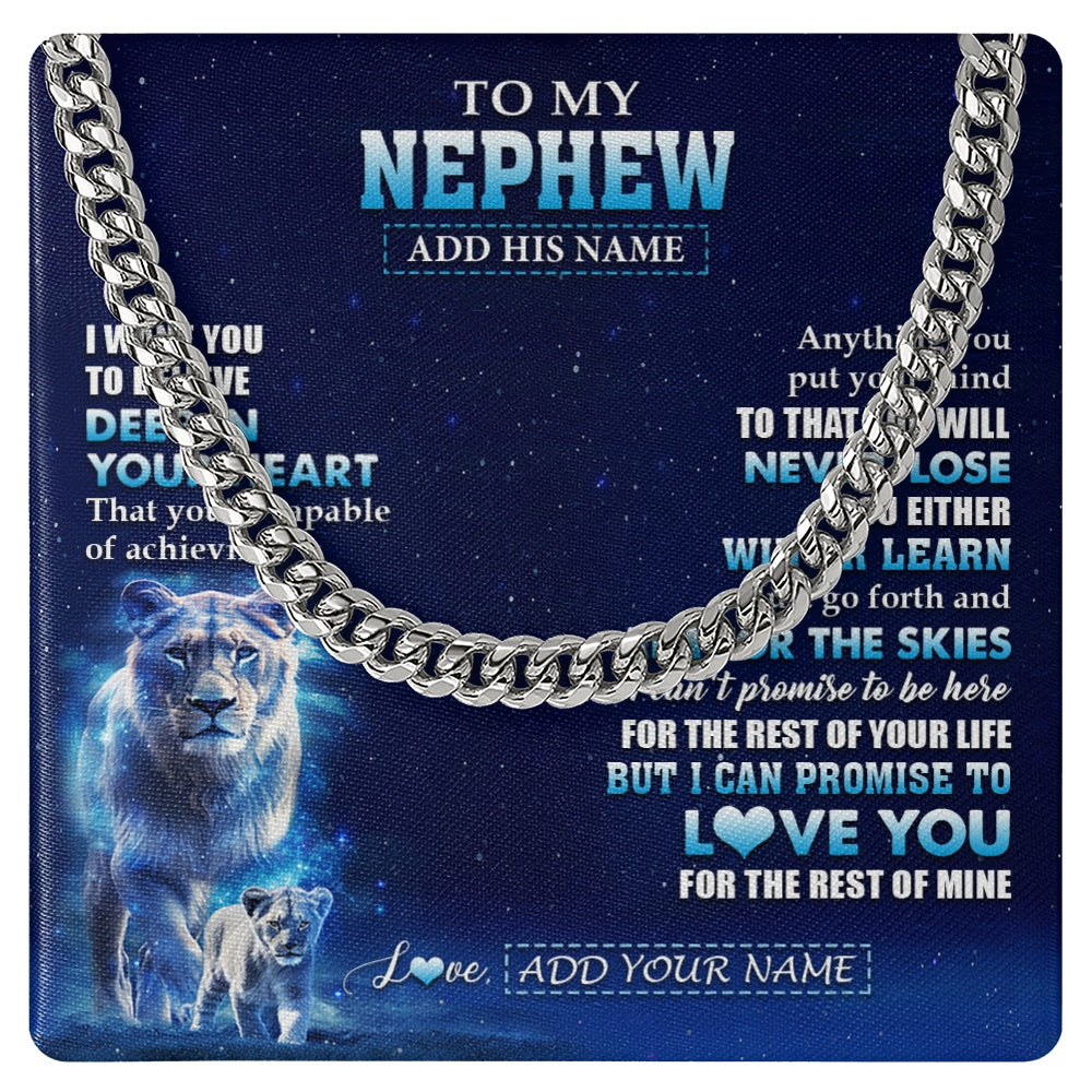 Cuban Link Chain Necklace Stainless Steel | 1 | Personalized To My Nephew Necklace From Aunt Auntie Believe Your Heart Nephew Gift Birthday Graduation Christmas Customized Gift Box Message Card | siriusteestore.myshopify