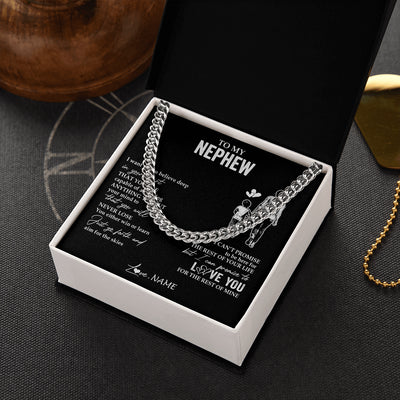 Cuban Link Chain Necklace Stainless Steel | 2 | Personalized To My Nephew Necklace You Will Never Lose From Aunt Auntie Nephew Birthday Gifts Graduation Christmas Customized Gift Box Message Card | siriusteestore