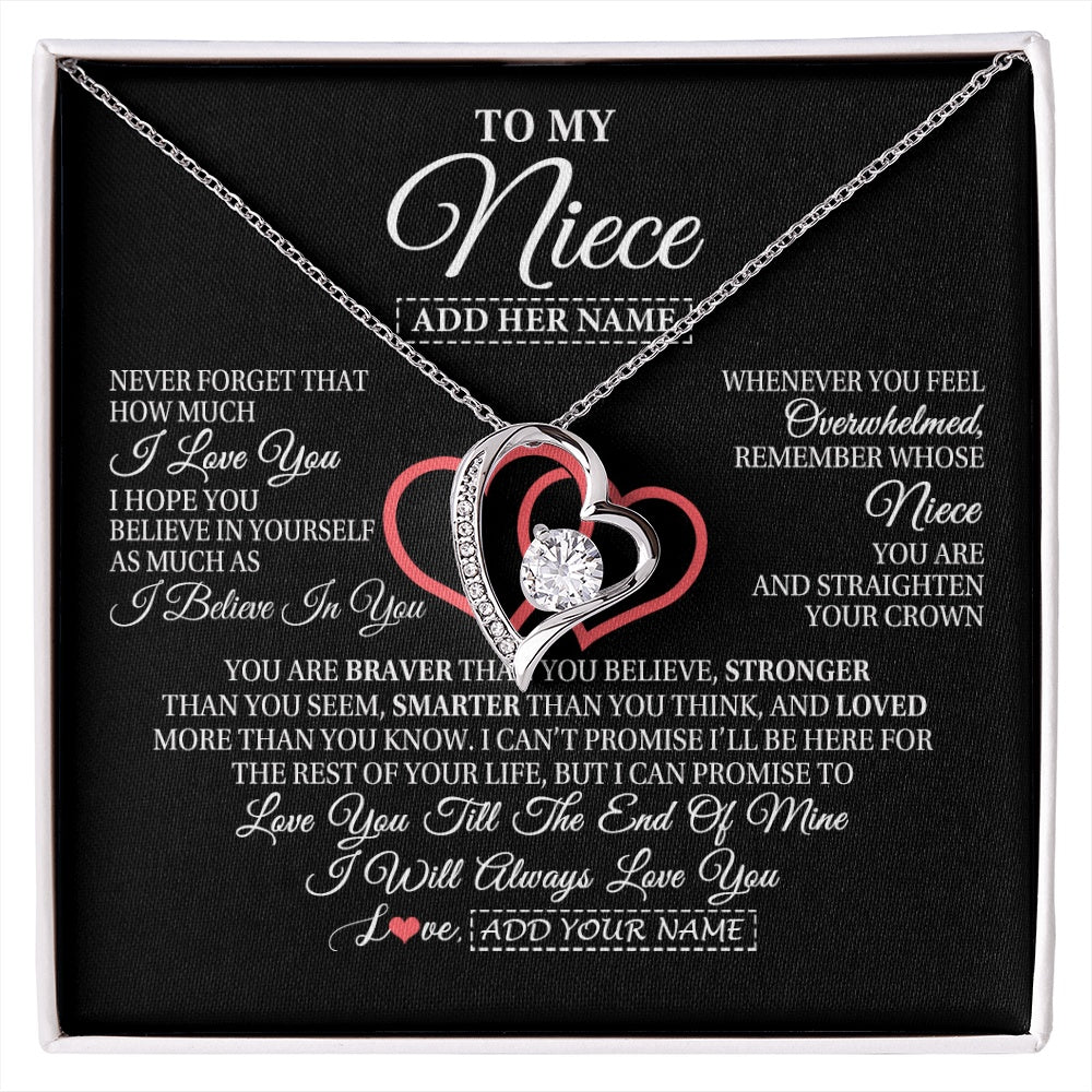 Forever Love Necklace 14K White Gold Finish | 1 | Personalized To My Niece Birthday Gifts From Uncle Aunt Always Love You Niece Gifts Necklace Jewelry Graduation Christmas Customized Gift Box Message Card | siriusteestore.myshopify