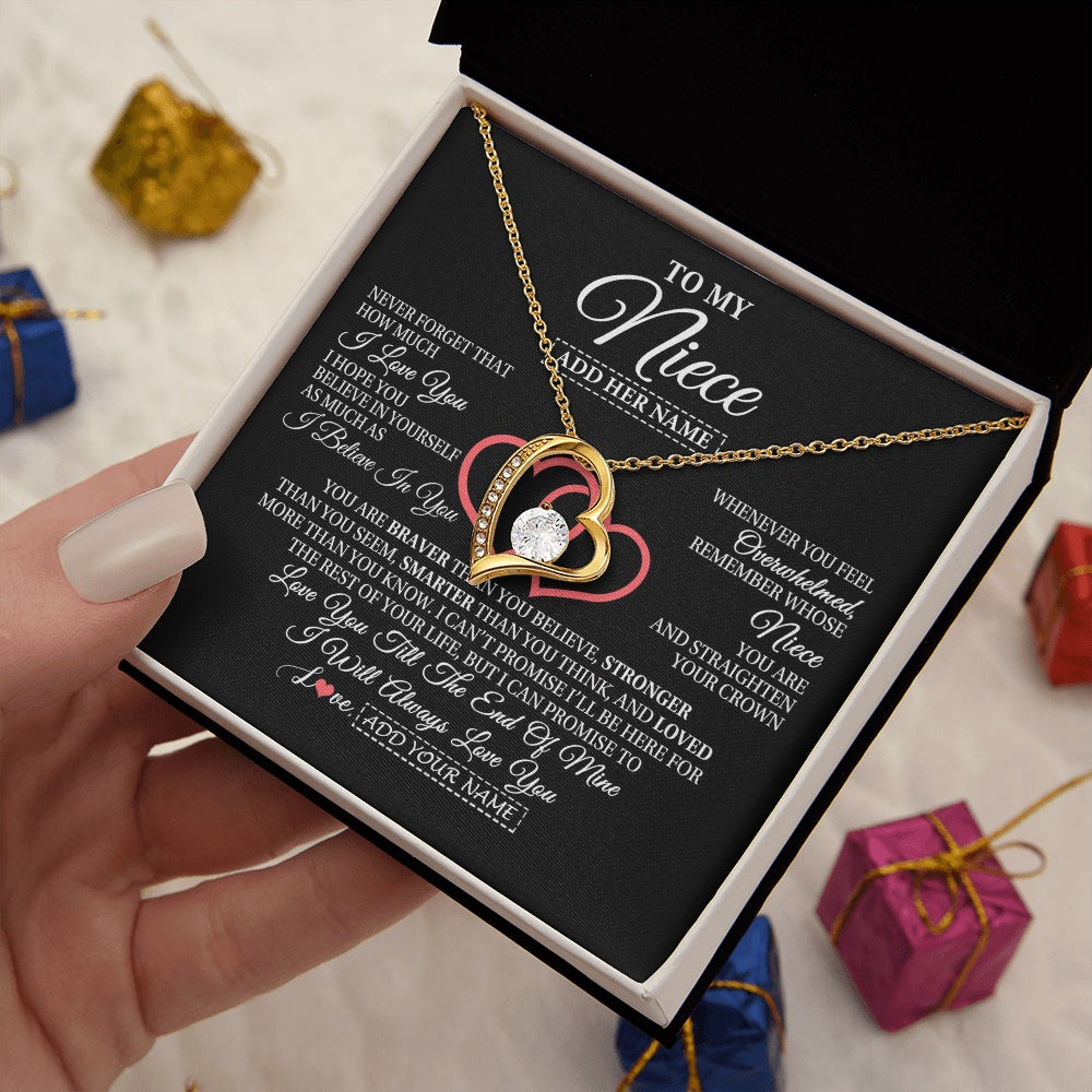 Forever Love Necklace 18K Yellow Gold Finish | 2 | Personalized To My Niece Birthday Gifts From Uncle Aunt Always Love You Niece Gifts Necklace Jewelry Graduation Christmas Customized Gift Box Message Card | siriusteestore.myshopify