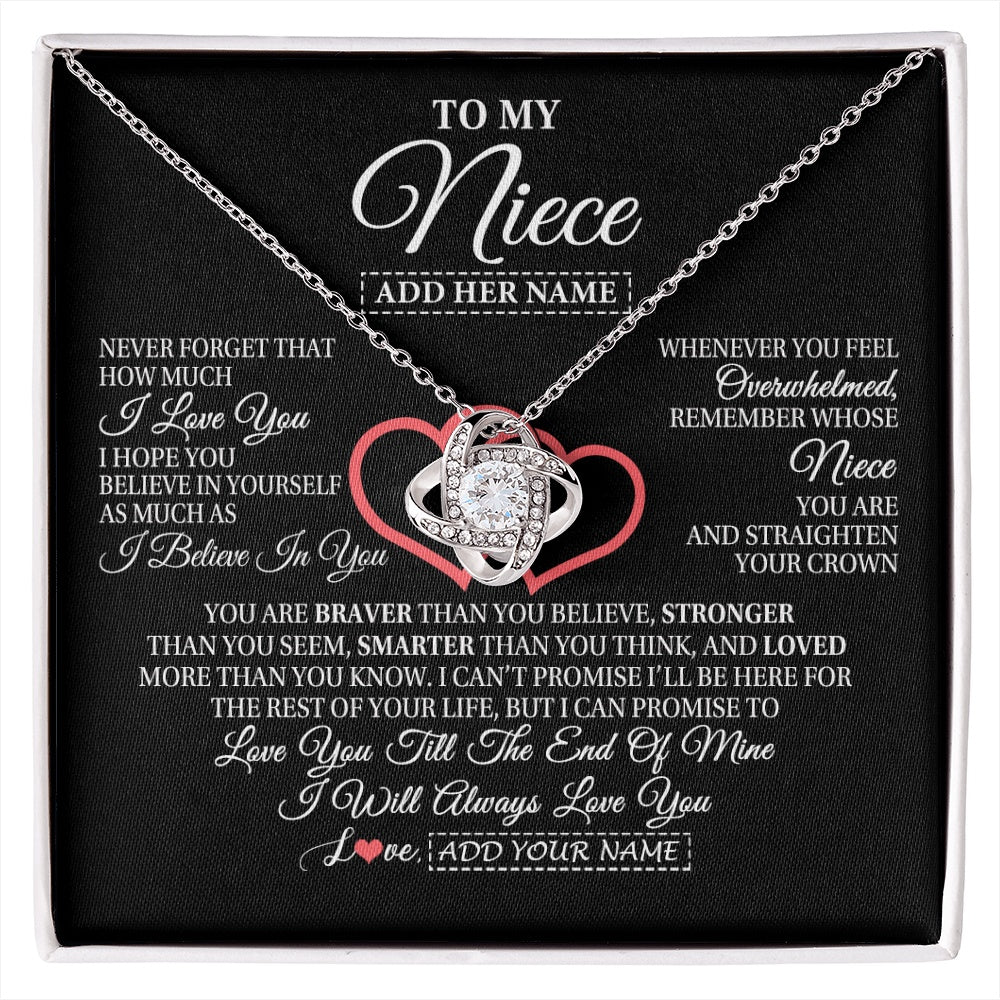 Love Knot Necklace 14K White Gold Finish | 1 | Personalized To My Niece Birthday Gifts From Uncle Aunt Always Love You Niece Gifts Necklace Jewelry Graduation Christmas Customized Gift Box Message Card | siriusteestore.myshopify