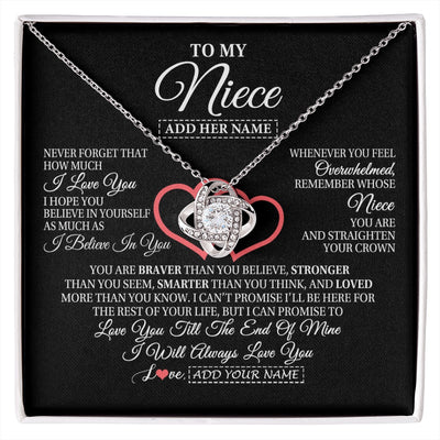 Love Knot Necklace 14K White Gold Finish | 1 | Personalized To My Niece Birthday Gifts From Uncle Aunt Always Love You Niece Gifts Necklace Jewelry Graduation Christmas Customized Gift Box Message Card | siriusteestore.myshopify