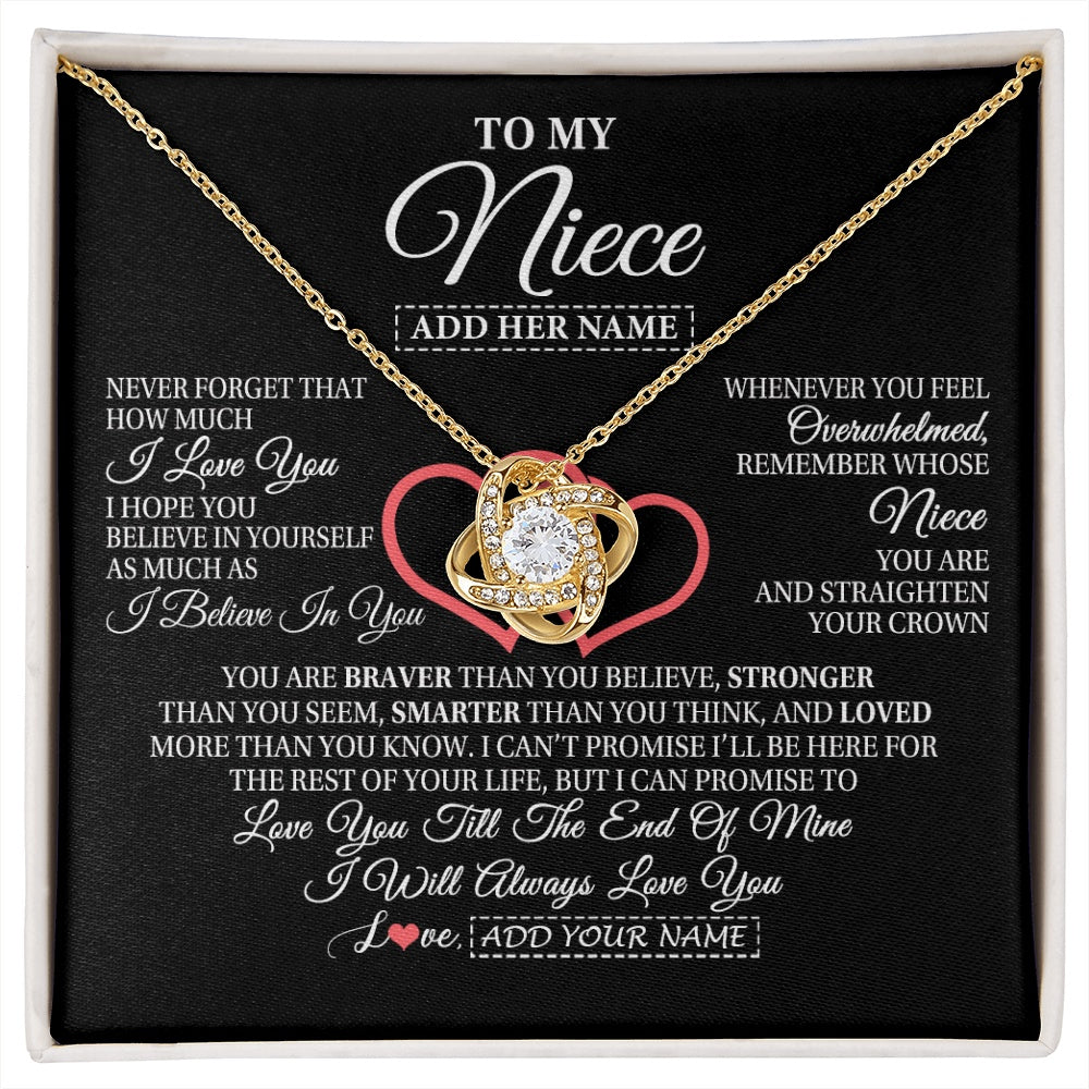 Love Knot Necklace 18K Yellow Gold Finish | 1 | Personalized To My Niece Birthday Gifts From Uncle Aunt Always Love You Niece Gifts Necklace Jewelry Graduation Christmas Customized Gift Box Message Card | siriusteestore.myshopify