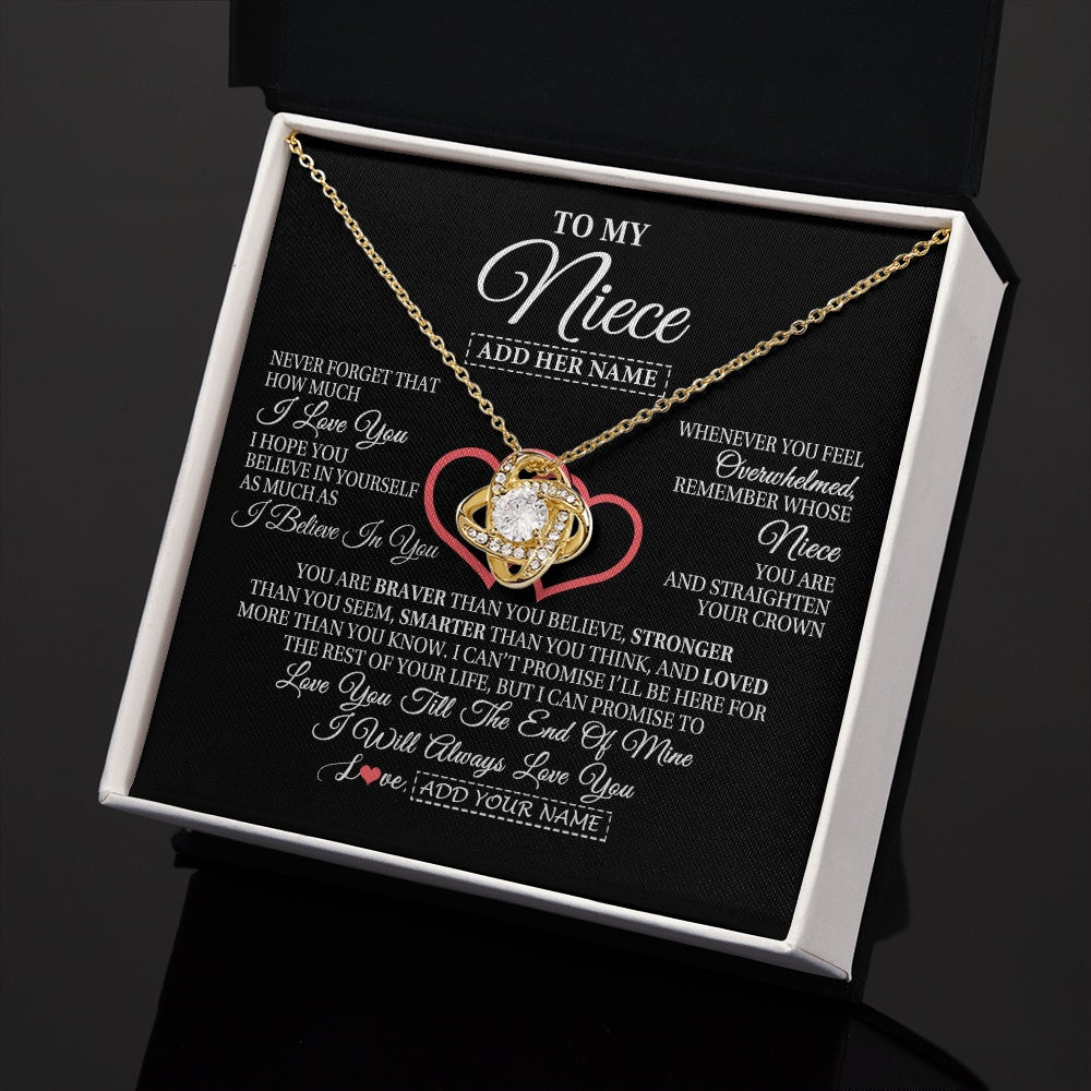Love Knot Necklace 18K Yellow Gold Finish | 2 | Personalized To My Niece Birthday Gifts From Uncle Aunt Always Love You Niece Gifts Necklace Jewelry Graduation Christmas Customized Gift Box Message Card | siriusteestore.myshopify