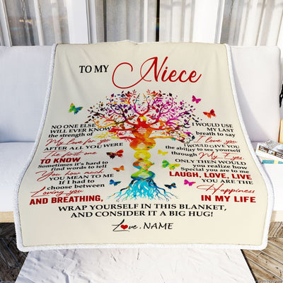 Personalized To My Niece Blanket From Aunt Auntie Uncle DNA Colorful Tree Niece Birthday Celebrating Graduation Christmas Customized Gift Fleece Throw Blanket | siriusteestore
