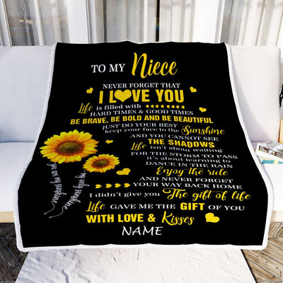 Personalized To My Niece Blanket From Aunt Auntie Uncle Sunflower Never Forget I Love You Niece Birthday Celebrating Graduation Gift Christmas Fleece Blanket | siriusteestore