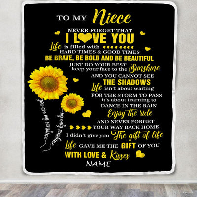 Personalized To My Niece Blanket From Aunt Auntie Uncle Sunflower Never Forget I Love You Niece Birthday Celebrating Graduation Gift Christmas Fleece Blanket | siriusteestore