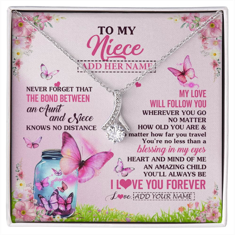 Alluring Beauty Necklace 14K White Gold Finish | 1 | Personalized To My Niece Butterfly Necklace From Aunt Auntie The Bond Between Niece Birthday Gifts Graduation Christmas Custom Jewelry Gift Box Message Card | https://siriusteestore.
