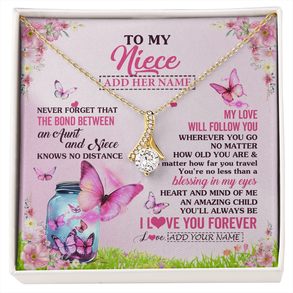 Alluring Beauty Necklace 18K Yellow Gold Finish | 1 | Personalized To My Niece Butterfly Necklace From Aunt Auntie The Bond Between Niece Birthday Gifts Graduation Christmas Custom Jewelry Gift Box Message Card | https://siriusteestore.