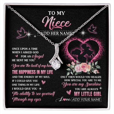 Alluring Beauty Necklace 14K White Gold Finish | 1 | Personalized To My Niece From Aunt Auntie Necklace Once Upon A Time Birthday Graduation Gifts For Niece Gifts Christmas Customized Gift Box Message Card | siriusteestore.myshopify