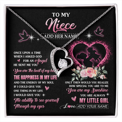 Forever Love Necklace 14K White Gold Finish | 1 | Personalized To My Niece From Aunt Auntie Necklace Once Upon A Time Birthday Graduation Gifts For Niece Gifts Christmas Customized Gift Box Message Card | siriusteestore.myshopify