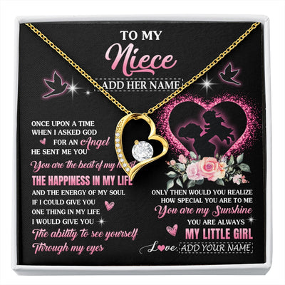 Forever Love Necklace 18K Yellow Gold Finish | 1 | Personalized To My Niece From Aunt Auntie Necklace Once Upon A Time Birthday Graduation Gifts For Niece Gifts Christmas Customized Gift Box Message Card | siriusteestore.myshopify