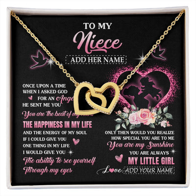 Interlocking Hearts Necklace 18K Yellow Gold Finish | 1 | Personalized To My Niece From Aunt Auntie Necklace Once Upon A Time Birthday Graduation Gifts For Niece Gifts Christmas Customized Gift Box Message Card | siriusteestore.myshopify