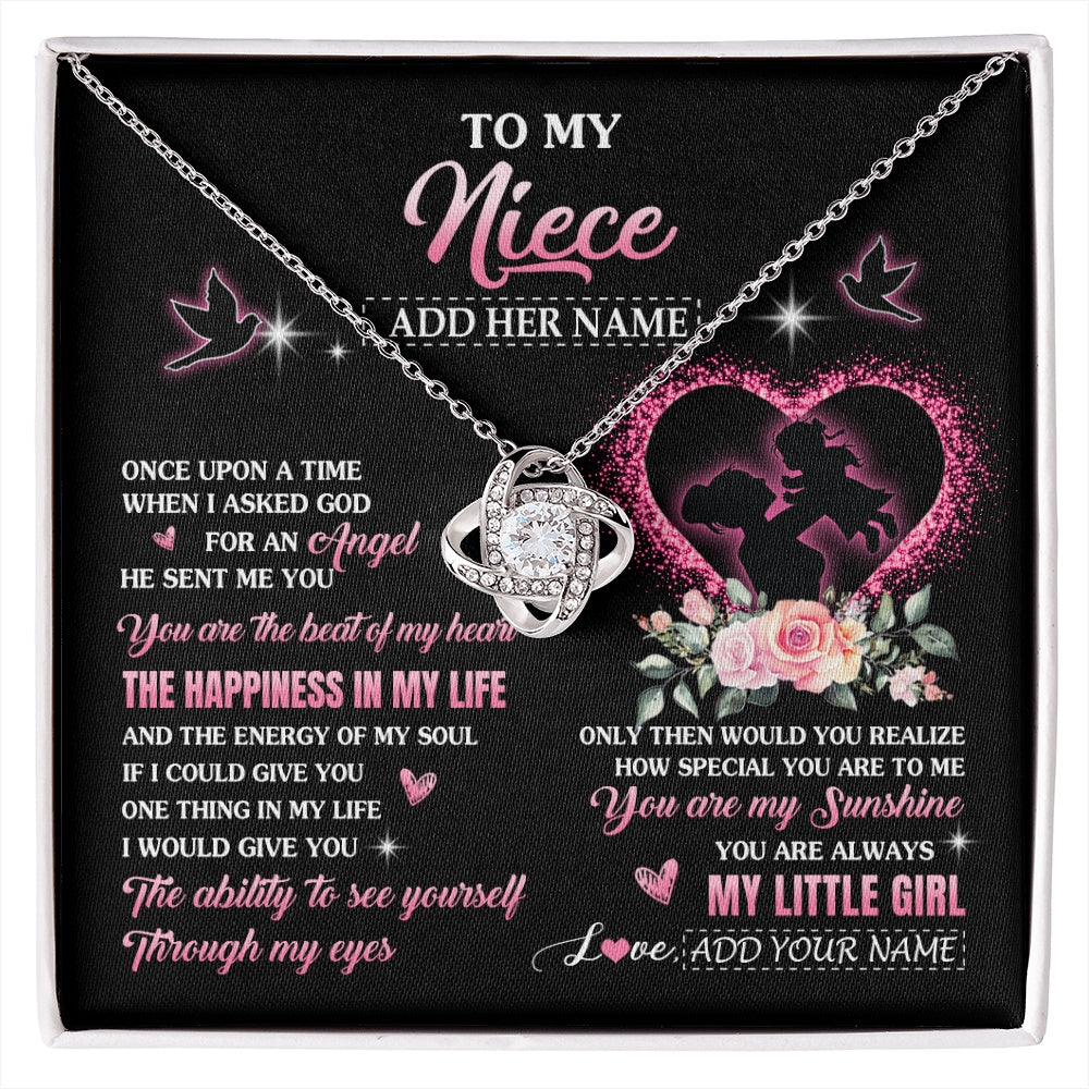 Love Knot Necklace 14K White Gold Finish | 1 | Personalized To My Niece From Aunt Auntie Necklace Once Upon A Time Birthday Graduation Gifts For Niece Gifts Christmas Customized Gift Box Message Card | siriusteestore.myshopify