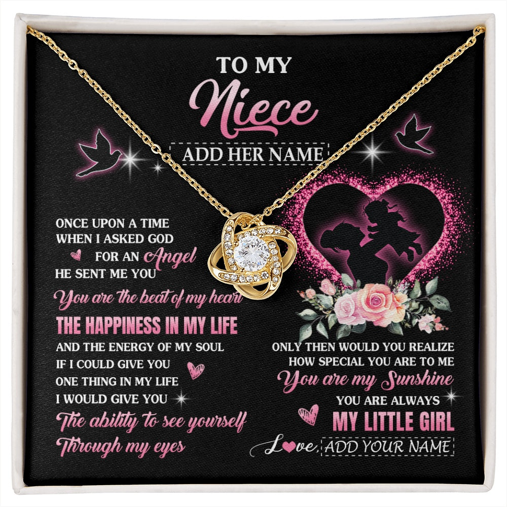 Love Knot Necklace 18K Yellow Gold Finish | 1 | Personalized To My Niece From Aunt Auntie Necklace Once Upon A Time Birthday Graduation Gifts For Niece Gifts Christmas Customized Gift Box Message Card | siriusteestore.myshopify