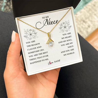 Alluring Beauty Necklace 18K Yellow Gold Finish | Personalized To My Niece From Aunt Auntie You Are My Heart My And My Sould Niece Jewelry Birthday Graduation Christmas Customized Gift Box Message Card | siriusteestore
