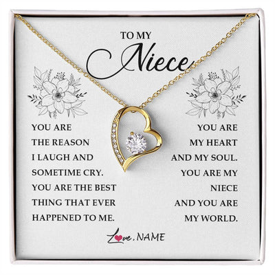 Forever Love Necklace 18K Yellow Gold Finish | Personalized To My Niece From Aunt Auntie You Are My Heart My And My Sould Niece Jewelry Birthday Graduation Christmas Customized Gift Box Message Card | siriusteestore