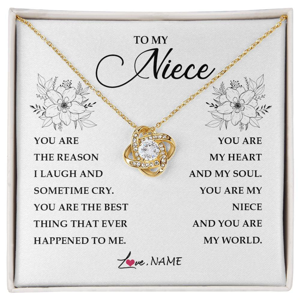 Love Knot Necklace 18K Yellow Gold Finish | Personalized To My Niece From Aunt Auntie You Are My Heart My And My Sould Niece Jewelry Birthday Graduation Christmas Customized Gift Box Message Card | siriusteestore
