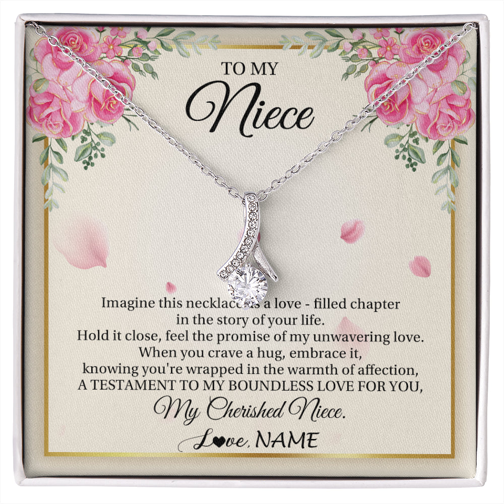 Alluring Beauty Necklace 14K White Gold Finish | 1 | Personalized To My Niece From Aunt Imagine This Necklace As A Love Niece Birthday Gifts Jewelry Graduation Christmas Customized Gift Box Message Card | siriusteestore