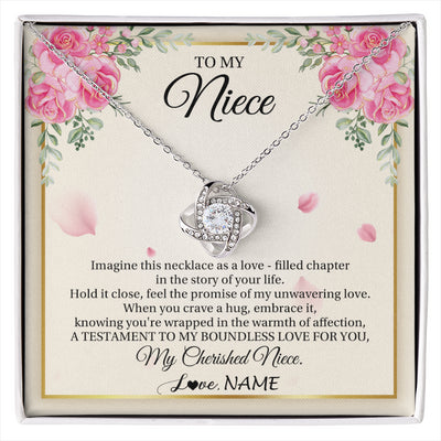 Love Knot Necklace 14K White Gold Finish | 1 | Personalized To My Niece From Aunt Imagine This Necklace As A Love Niece Birthday Gifts Jewelry Graduation Christmas Customized Gift Box Message Card | siriusteestore