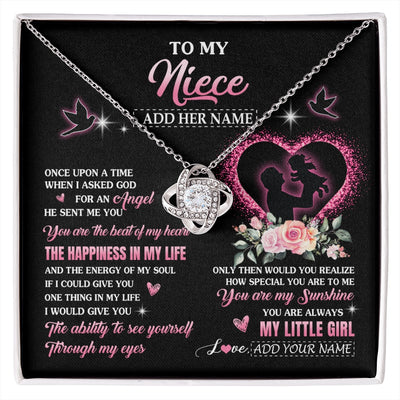 Love Knot Necklace 14K White Gold Finish | 1 | Personalized To My Niece From Uncle Necklace Once Upon A Time Birthday Graduation Gifts For Niece Gifts Christmas Customized Gift Box Message Card | siriusteestore.myshopify