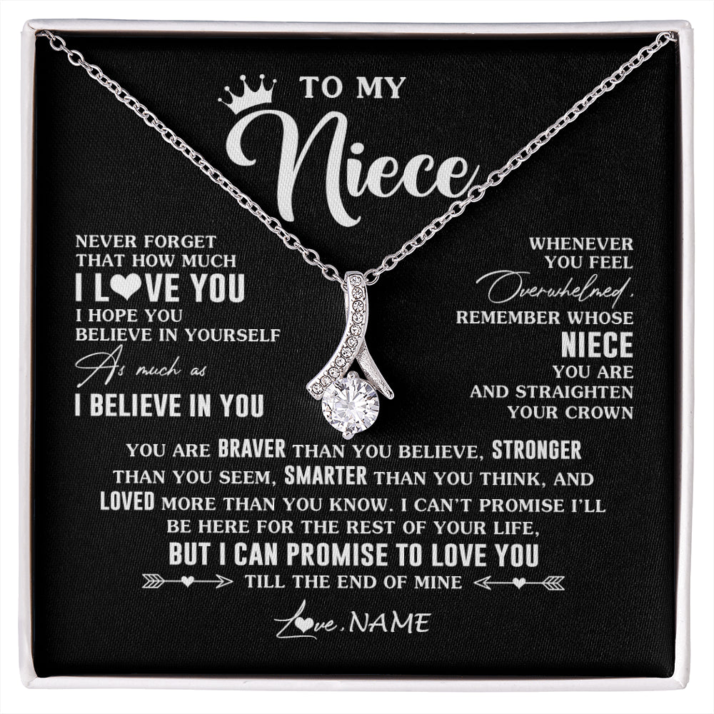 Alluring Beauty Necklace 14K White Gold Finish | 1 | Personalized To My Niece Gifs From Aunt Necklace How Much I Love You Niece Birthday Gifts Jewelry Graduation Christmas Customized Gift Box Message Card | siriusteestore