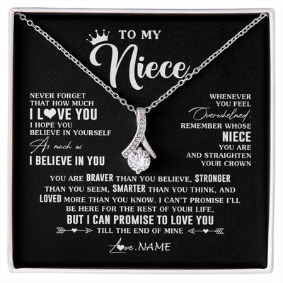 Alluring Beauty Necklace 14K White Gold Finish | 1 | Personalized To My Niece Gifs From Aunt Necklace How Much I Love You Niece Birthday Gifts Jewelry Graduation Christmas Customized Gift Box Message Card | siriusteestore