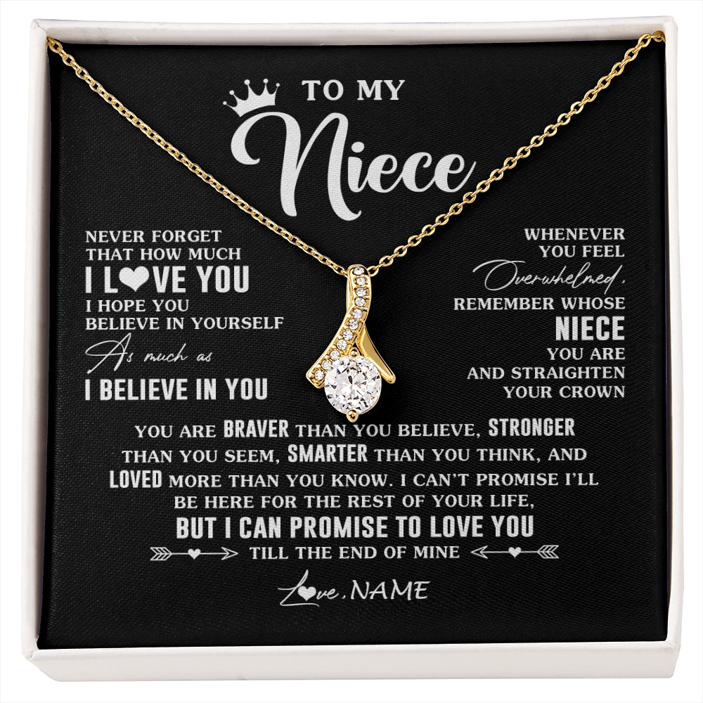 Alluring Beauty Necklace 18K Yellow Gold Finish | 1 | Personalized To My Niece Gifs From Aunt Necklace How Much I Love You Niece Birthday Gifts Jewelry Graduation Christmas Customized Gift Box Message Card | siriusteestore