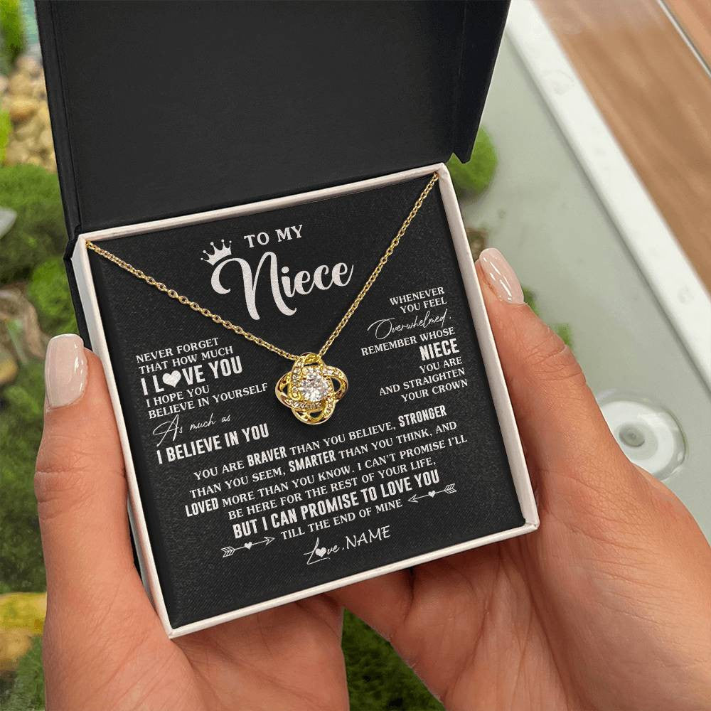 Love Knot Necklace 18K Yellow Gold Finish | 2 | Personalized To My Niece Gifs From Aunt Necklace How Much I Love You Niece Birthday Gifts Jewelry Graduation Christmas Customized Gift Box Message Card | siriusteestore