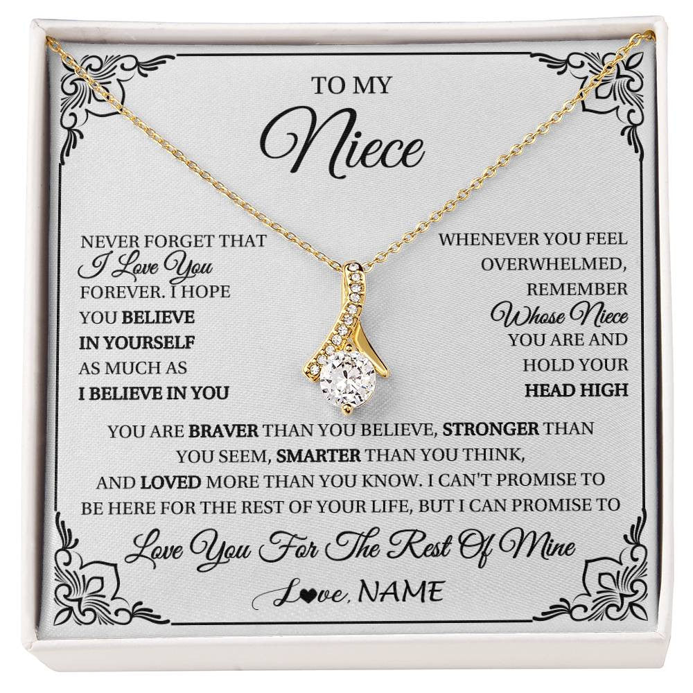 Alluring Beauty Necklace 18K Yellow Gold Finish | 1 | Personalized To My Niece Gift Necklace From Aunt Uncle I Love You Believe In You Niece Birthday Gifts Graduation Christmas Customized Gift Box Message Card | siriusteestore