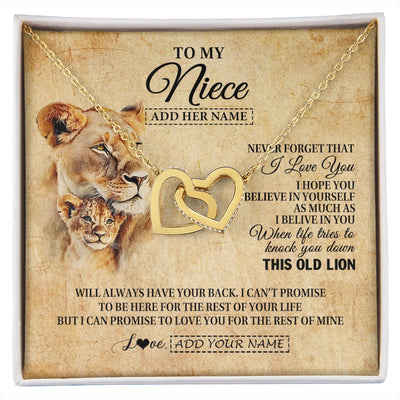 Interlocking Hearts Necklace 18K Yellow Gold Finish | 1 | Personalized To My Niece Gifts From Aunt Auntie Lion Necklace I Love You Niece Birthday Gifts From Aunt Graduation Christmas Custom Gift Box Message Card | siriusteestore.myshopify