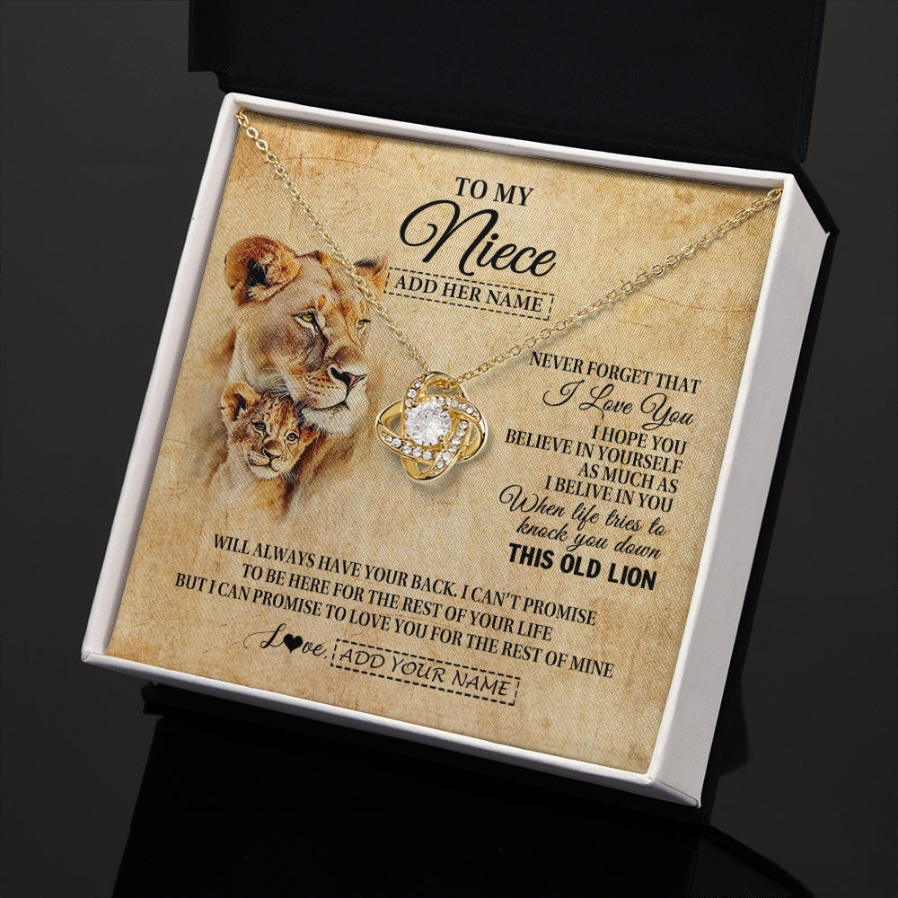 Love Knot Necklace 18K Yellow Gold Finish | 2 | Personalized To My Niece Gifts From Aunt Auntie Lion Necklace I Love You Niece Birthday Gifts From Aunt Graduation Christmas Custom Gift Box Message Card | siriusteestore.myshopify