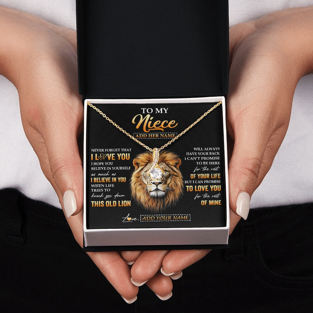 Alluring Beauty Necklace 18K Yellow Gold Finish | 2 | Personalized To My Niece Gifts From Aunt Auntie Necklace Old Lion Love You Niece Birthday Gifts Graduation Christmas Customized Gift Box Message Card | siriusteestore.myshopify