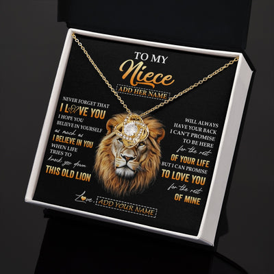 Love Knot Necklace 18K Yellow Gold Finish | 2 | Personalized To My Niece Gifts From Aunt Auntie Necklace Old Lion Love You Niece Birthday Gifts Graduation Christmas Customized Gift Box Message Card | siriusteestore.myshopify