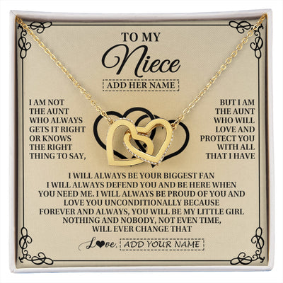 Interlocking Hearts Necklace 18K Yellow Gold Finish | 1 | Personalized To My Niece Gifts From Aunt Niece Birthday Gifts Jewelry For Women Aunt Niece Pendant Necklace Christmas Custom Gift Box Message Card | https://siriusteestore.