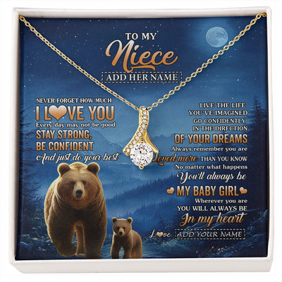 Alluring Beauty Necklace 18K Yellow Gold Finish | 1 | Personalized To My Niece Gifts From Aunt Uncle Necklace Bear Never Forget How Much I Love You Niece Birthday Gifts Graduation Christmas Gift Box Message Card | siriusteestore.myshopify