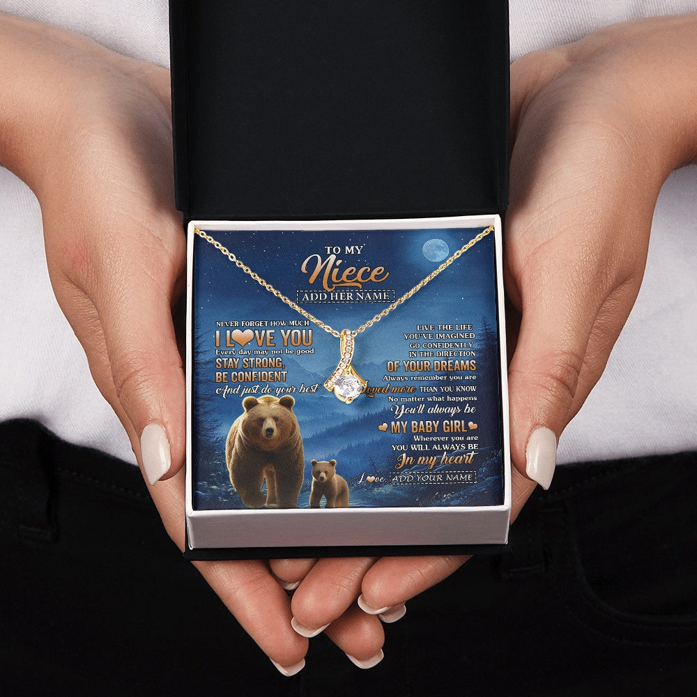 Alluring Beauty Necklace 18K Yellow Gold Finish | 2 | Personalized To My Niece Gifts From Aunt Uncle Necklace Bear Never Forget How Much I Love You Niece Birthday Gifts Graduation Christmas Gift Box Message Card | siriusteestore.myshopify