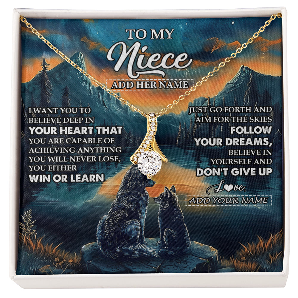 Alluring Beauty Necklace 18K Yellow Gold Finish | 1 | Personalized To My Niece Gifts From Aunt Uncle Necklace Don't Give Up Wolf Gifts For Niece Birthday Graduation Christmas Customized Gift Box Message Card | siriusteestore