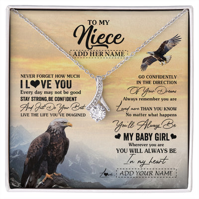 Alluring Beauty Necklace 14K White Gold Finish | 1 | Personalized To My Niece Gifts From Aunt Uncle Necklace Eagle Never Forget How Much I Love You Niece Birthday Graduation Christmas Gift Box Message Card | siriusteestore.myshopify