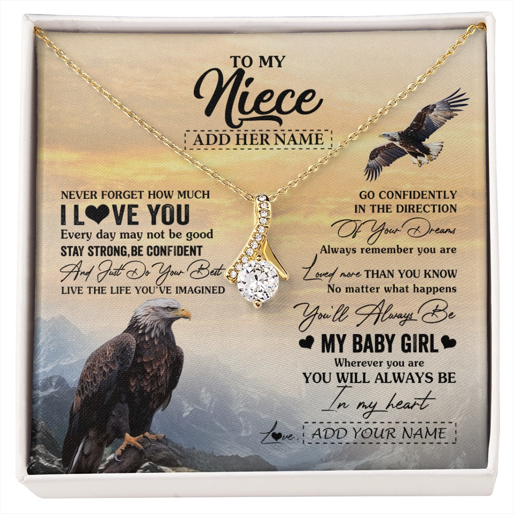 Alluring Beauty Necklace 18K Yellow Gold Finish | 1 | Personalized To My Niece Gifts From Aunt Uncle Necklace Eagle Never Forget How Much I Love You Niece Birthday Graduation Christmas Gift Box Message Card | siriusteestore.myshopify