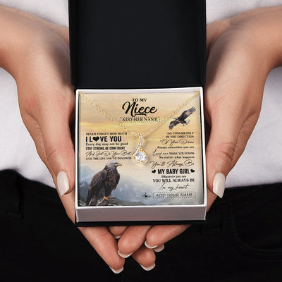 Alluring Beauty Necklace 18K Yellow Gold Finish | 2 | Personalized To My Niece Gifts From Aunt Uncle Necklace Eagle Never Forget How Much I Love You Niece Birthday Graduation Christmas Gift Box Message Card | siriusteestore.myshopify