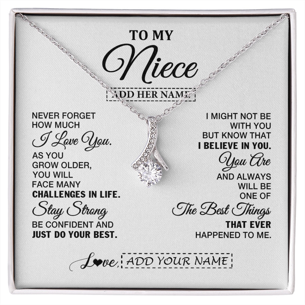 Alluring Beauty Necklace 14K White Gold Finish | 1 | Personalized To My Niece Gifts From Aunt Uncle Necklace I Love You Thoughtful Keepsake Gift Niece Birthday Graduation Christmas Custom Gift Box Message Card | https://siriusteestore.