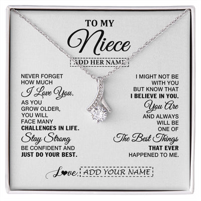 Alluring Beauty Necklace 14K White Gold Finish | 1 | Personalized To My Niece Gifts From Aunt Uncle Necklace I Love You Thoughtful Keepsake Gift Niece Birthday Graduation Christmas Custom Gift Box Message Card | https://siriusteestore.